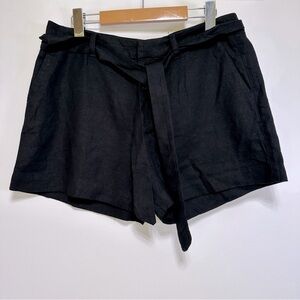 Old Navy | Black Linen Blend Belted Shorts